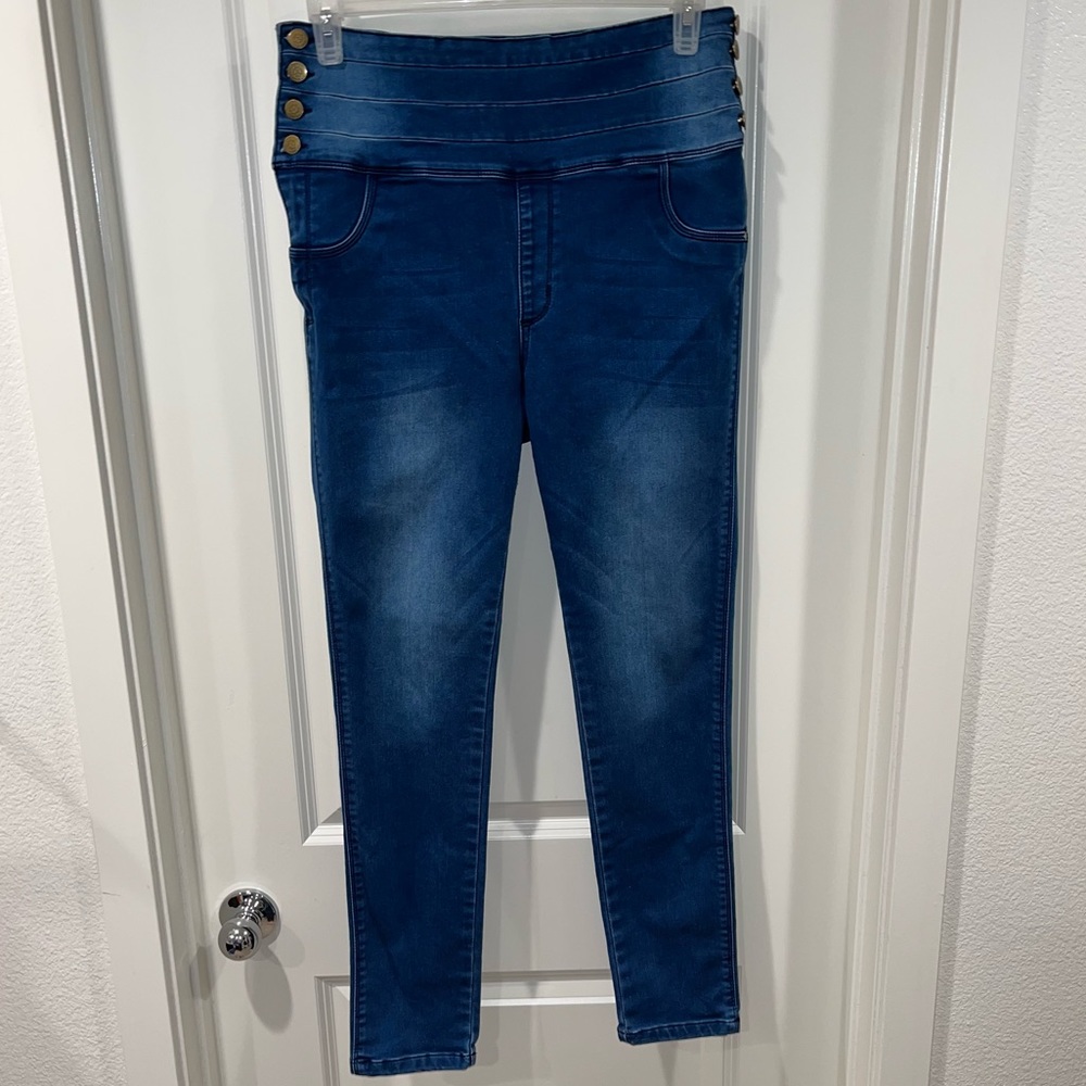 Tissini Womens Colombian Butt Lifting Stretch Jeans size 13 4 side buttons